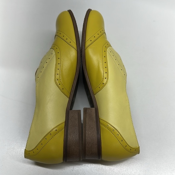 Julia Bo Pershing Laceless Oxfords Brogue Shoes Leather Yellow Size 43 US 12 - Picture 6 of 9